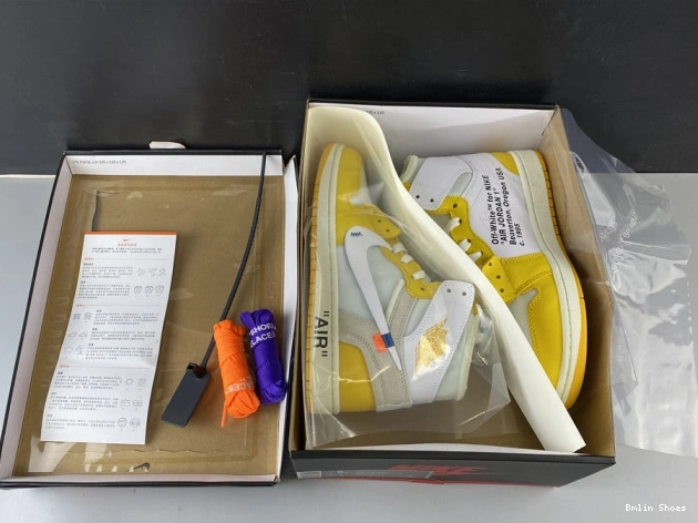 Bmlin AQ0818-149 Off-White x 1 Air Yellow-Cone White Dark NRG Jordan Powder 0725